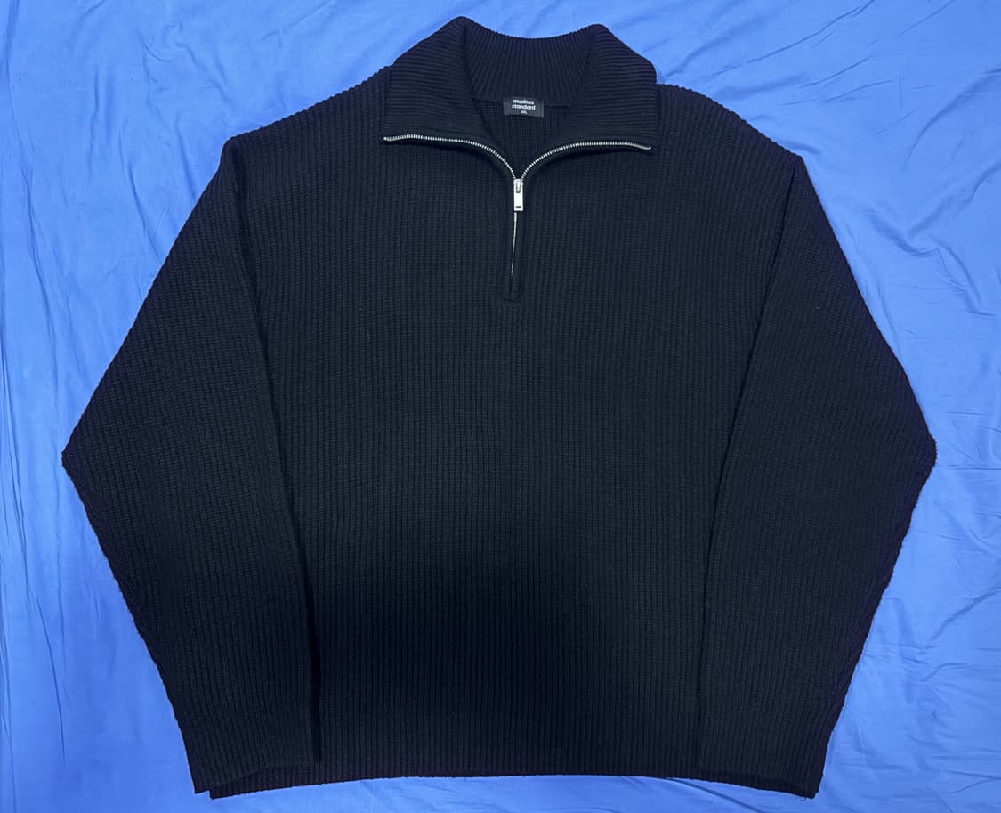무신사스탠다드 릴렉스드 리브드 하프 집업 니트 2XL 상품이미지1