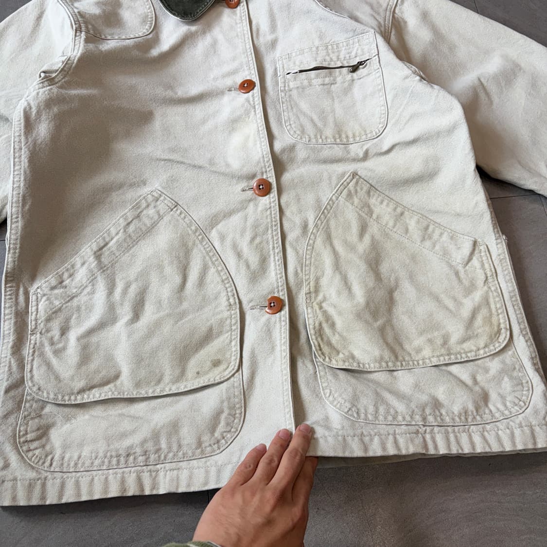 90s L.L.bean 90년대 미국 생산 엘엘빈 아이보리 헌팅 자켓 상품이미지6