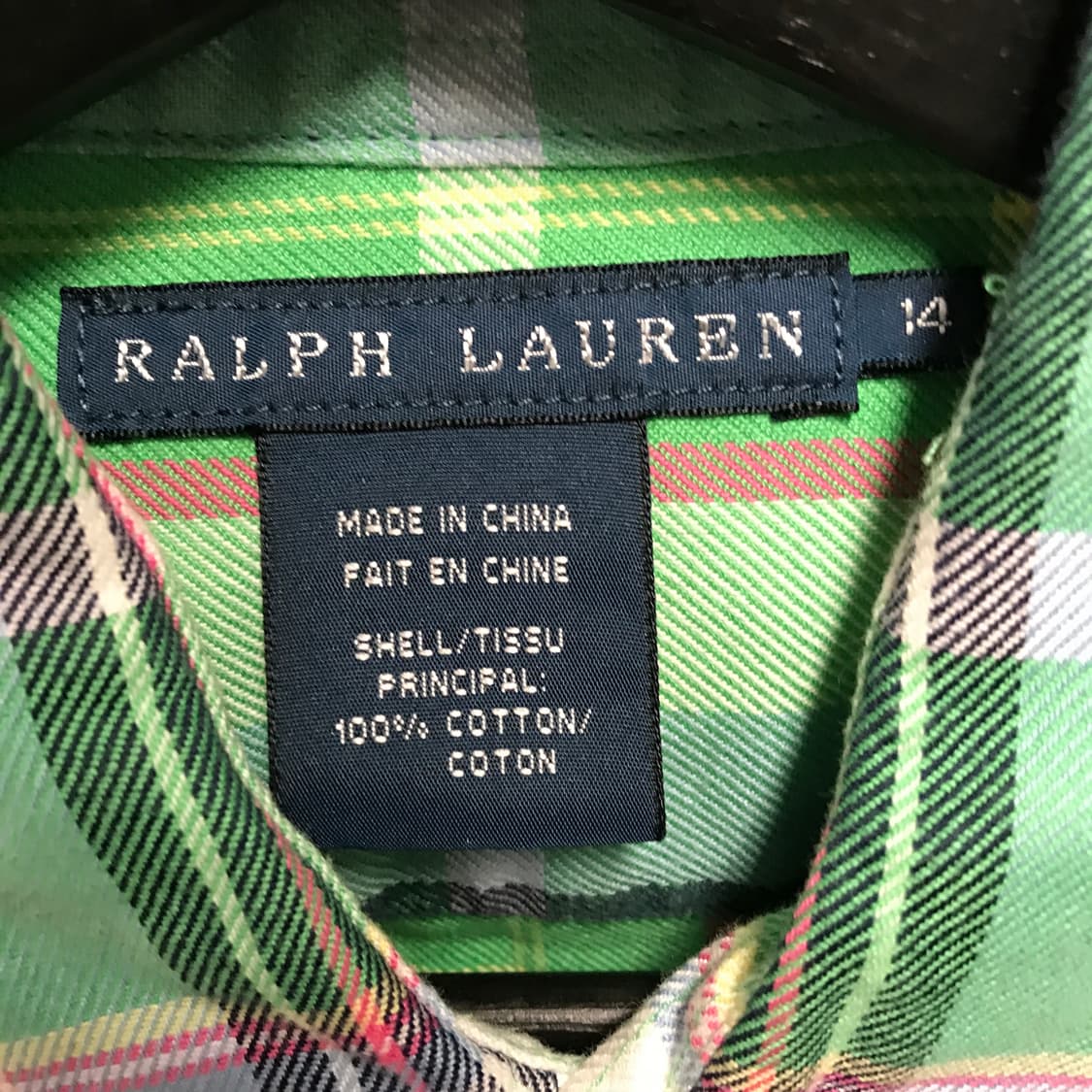 폴로 랄프로렌 체크 셔츠 그린 14(W) 상품이미지5