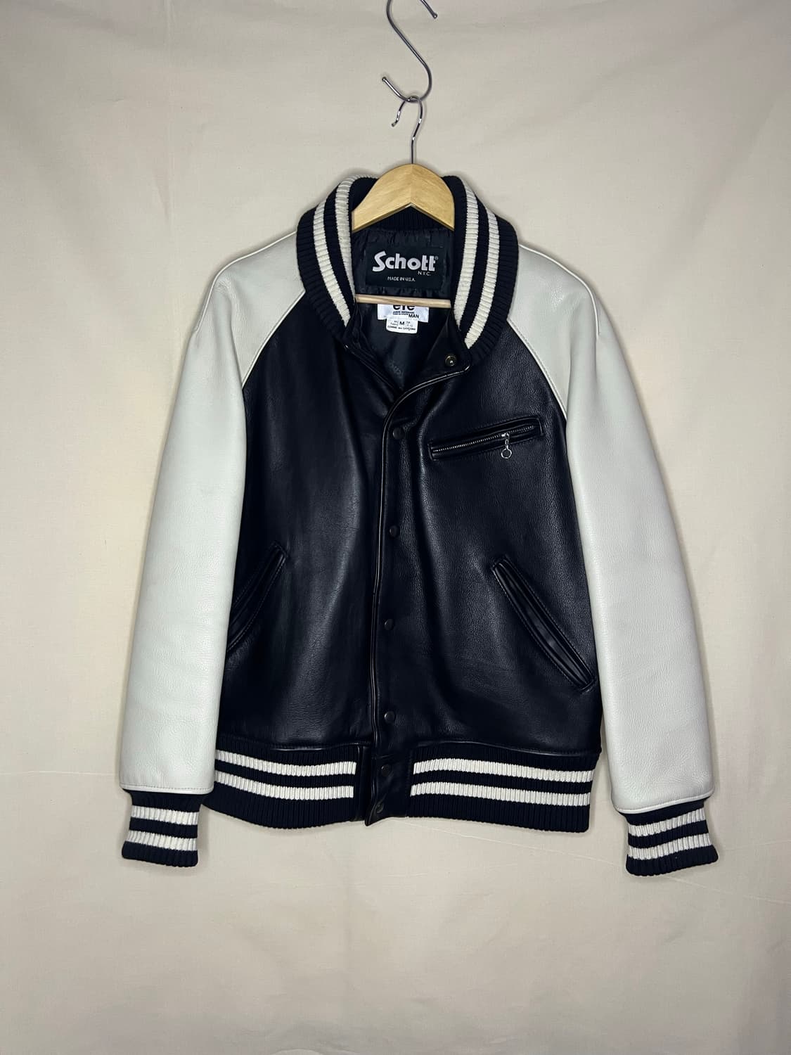 준야와타나베 맨 x 쇼트 schott 카우 레더 스타디움 바시티 자켓 상품이미지1