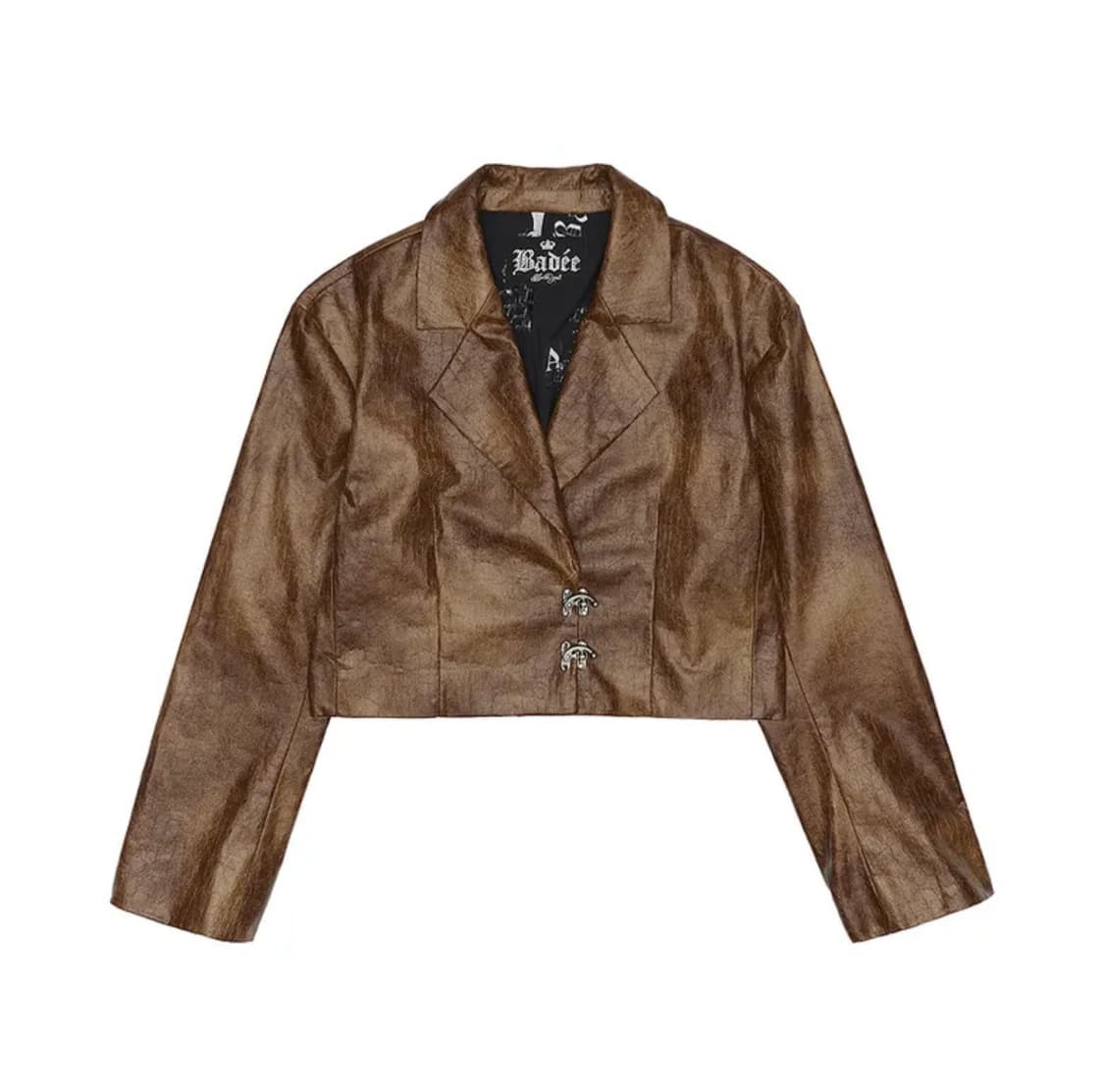 배디 Leather Crop Jacket Brown 상품이미지5