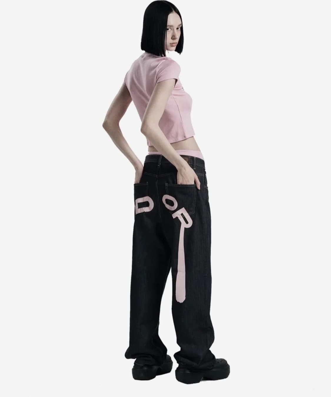 Logo drop denim in pink 3 상품이미지1