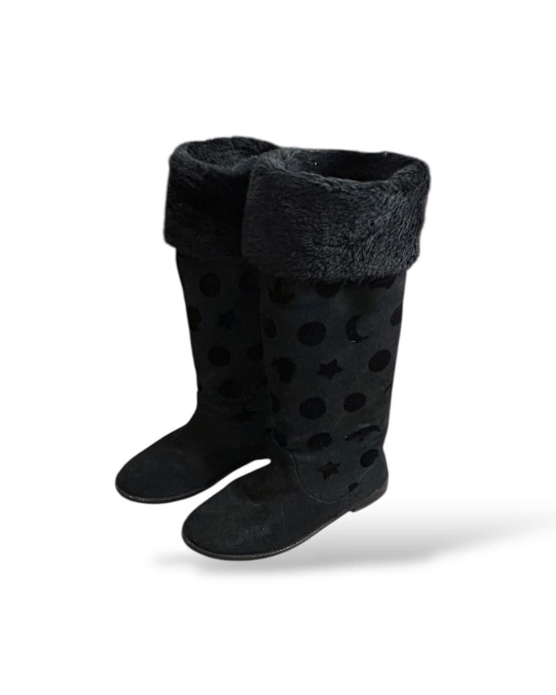 (rare) 츠모리치사토 스웨이드 플로킹 패턴 퍼 부츠 상품이미지1