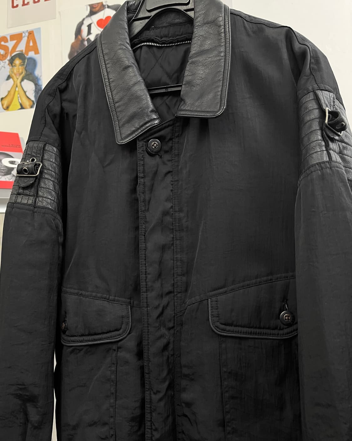 올드 빈티지 레더카라 봄버 자켓 블랙 상품이미지6