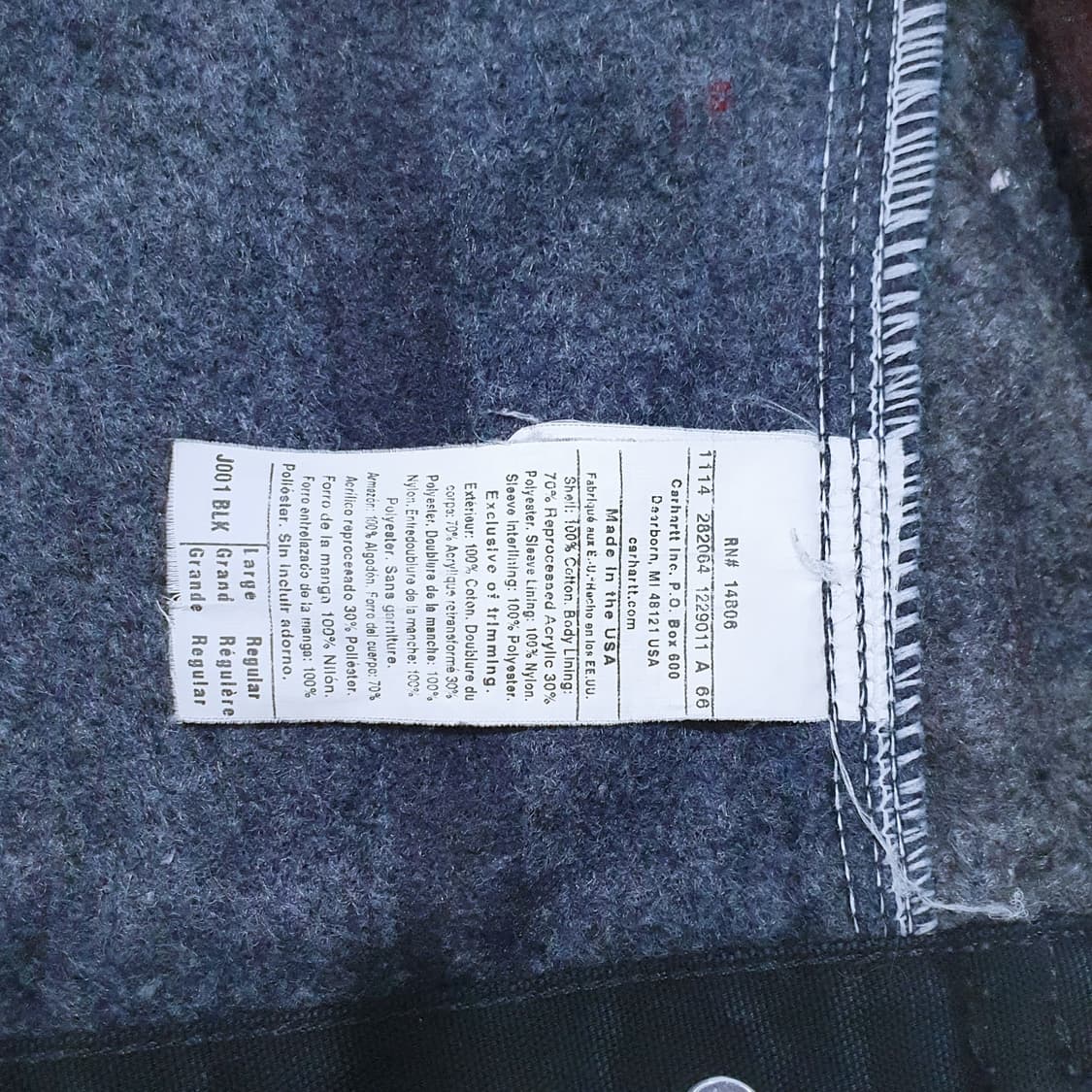 칼하트 디트로이트 j001 블랙 L (105-110) 125주년 상품이미지10