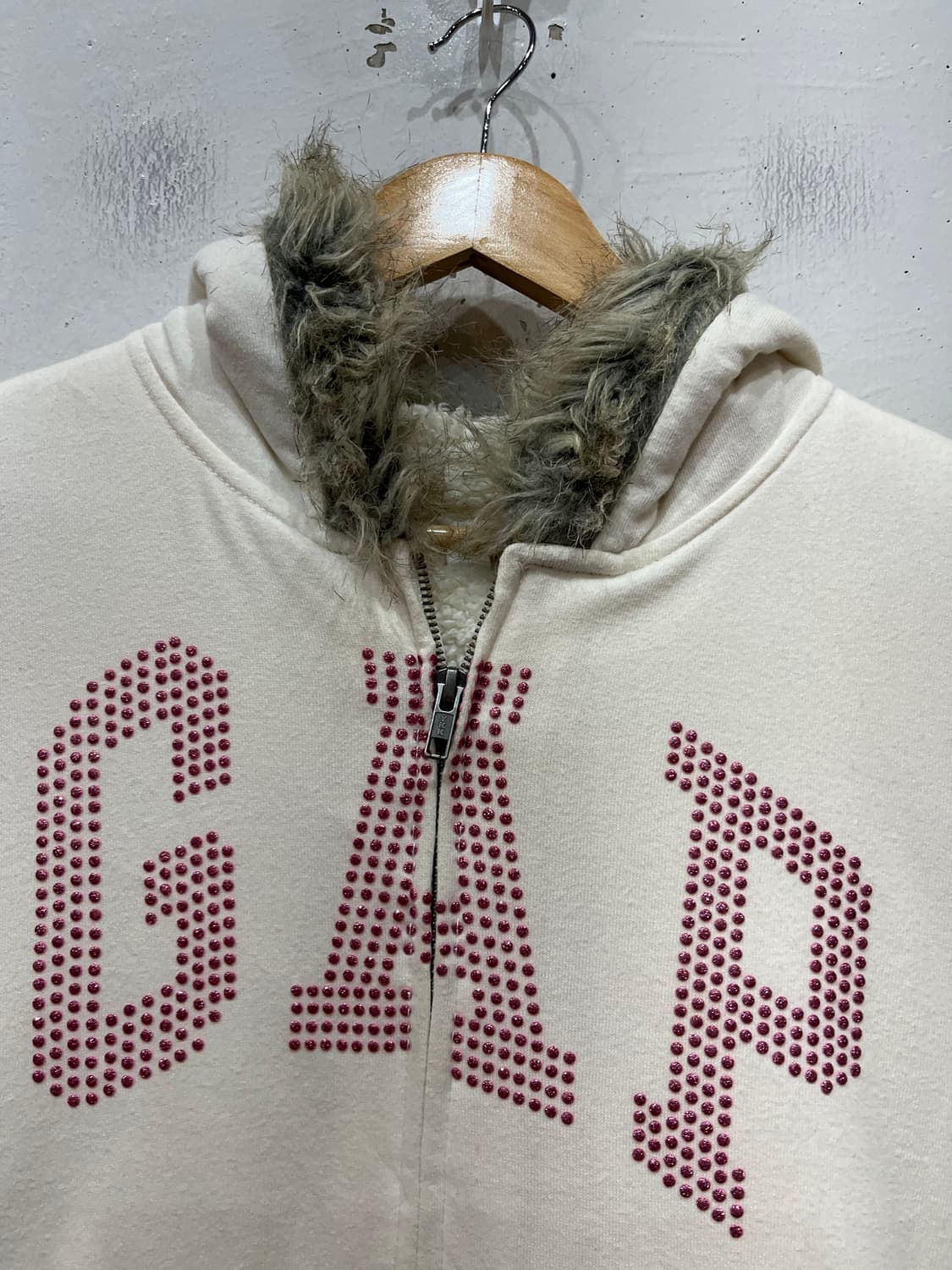 GAP 갭 y2k 퍼 이너플리스 핑크로고 후드집업  상품이미지3