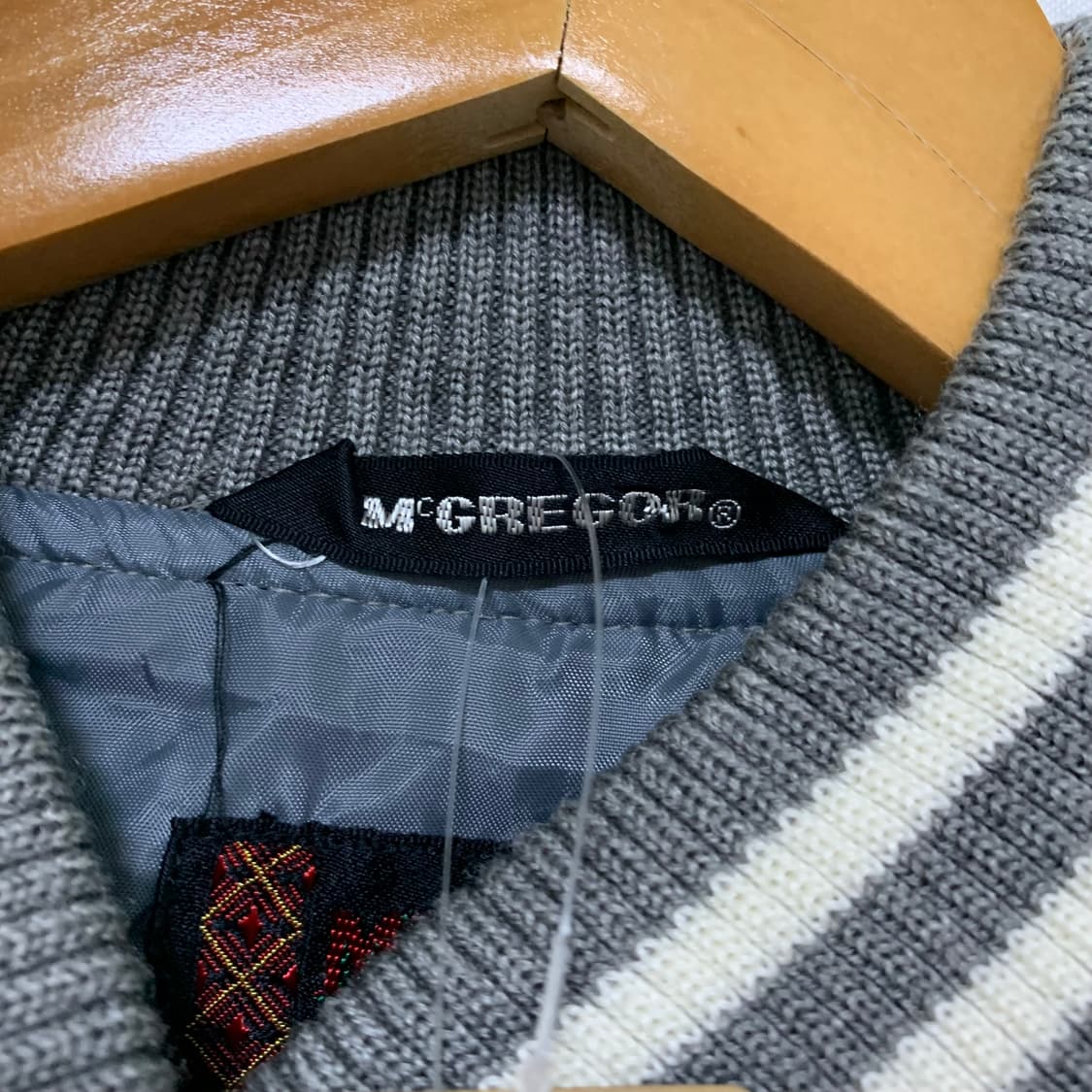 맥그리거 빈티지 모직 아이보리/그레이 스타디움 바시티 자켓 L 상품이미지9