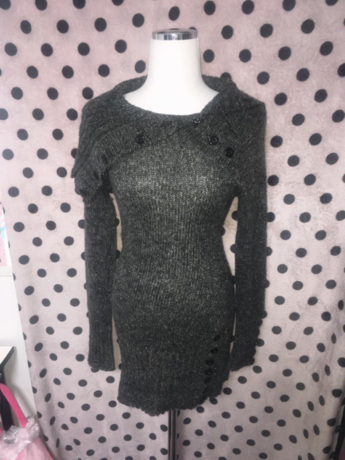 KanNa shop 빈티지 오네갸루 트임 니트 원피스 상품이미지2