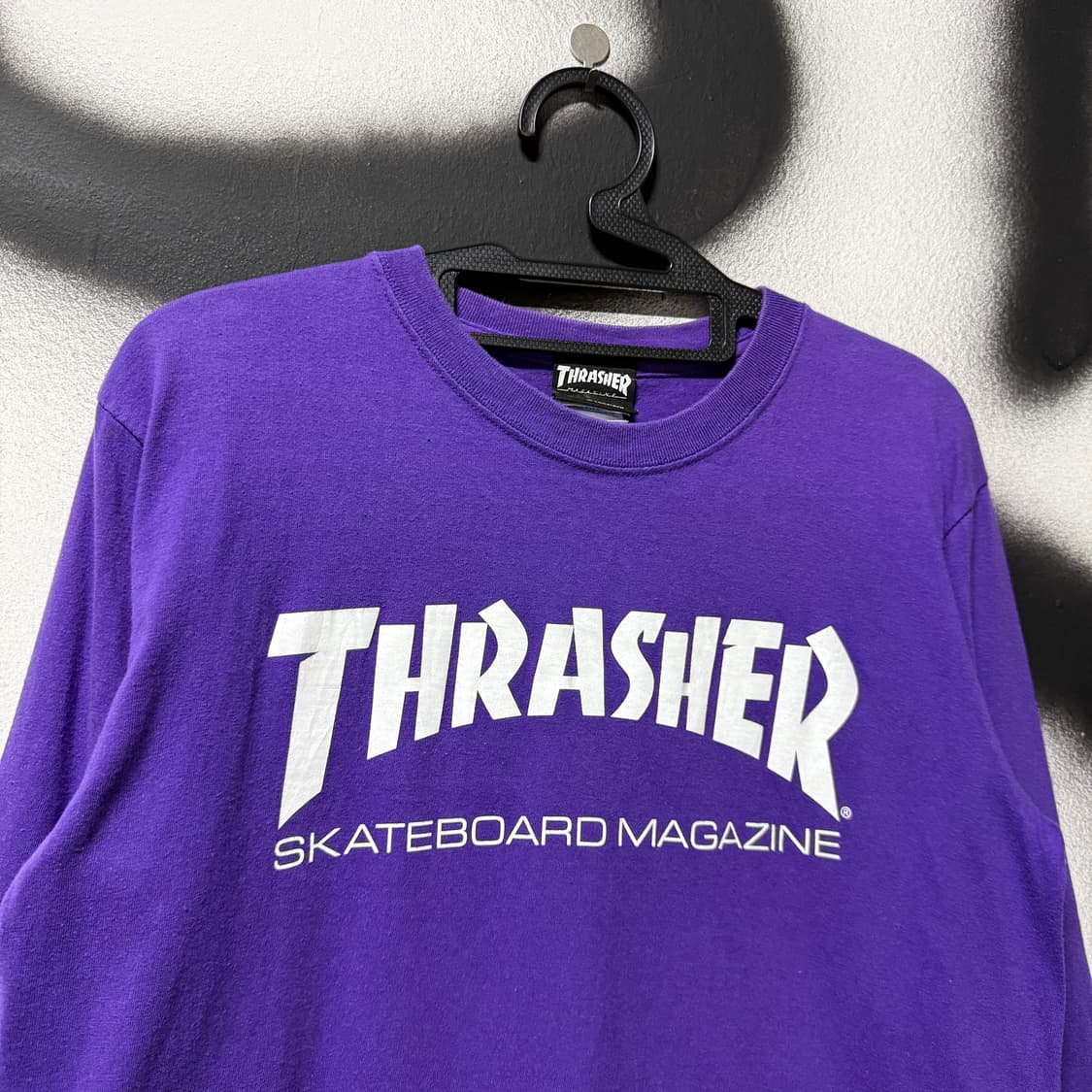 트래셔 빅 프린팅 롱 슬리브 티셔츠 퍼플 상품이미지3