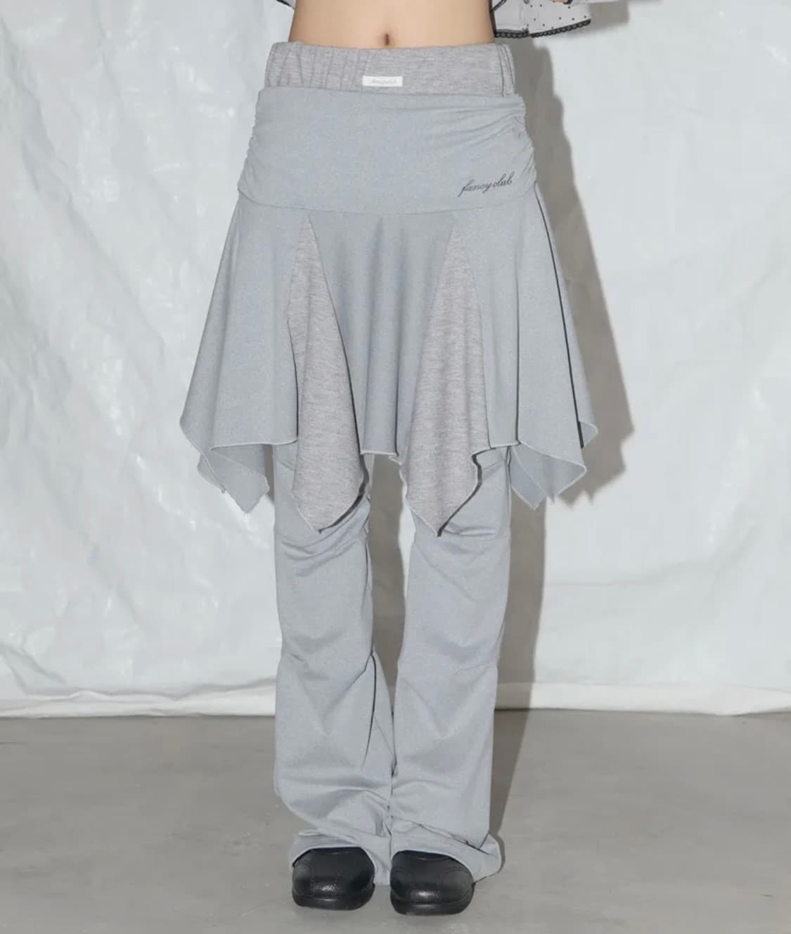 팬시클럽 언발란스 스커트 레이어드 핀턱 팬츠 (GRAY) 상품이미지1