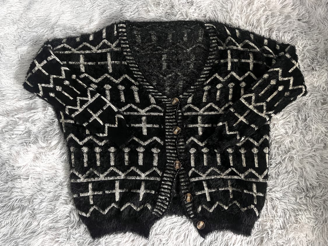 고딕 락 펑크 십자가 퍼 블랙 가디건 상품이미지8