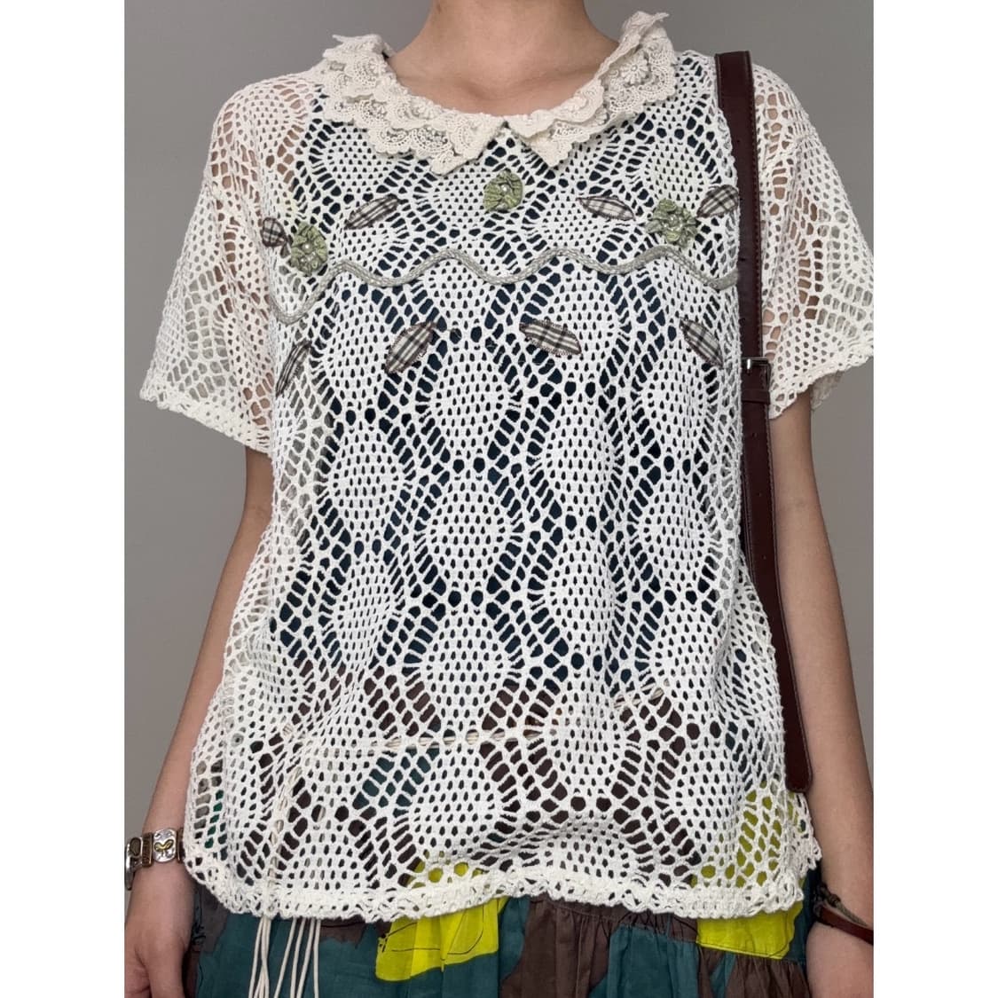 빈티지 아이보리 크로셰 반팔 상품이미지1