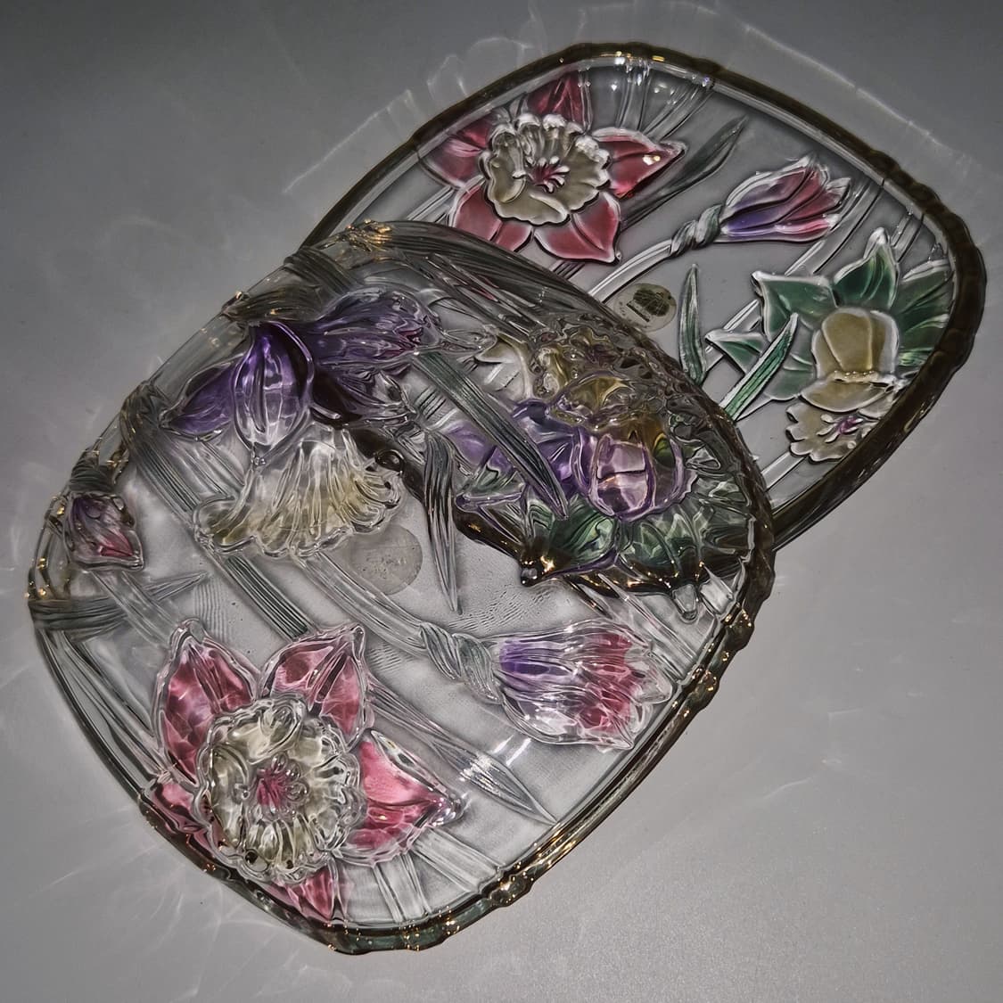 80s 소가 글라스 컬러 백합 스퀘어 접시 1p 상품이미지9