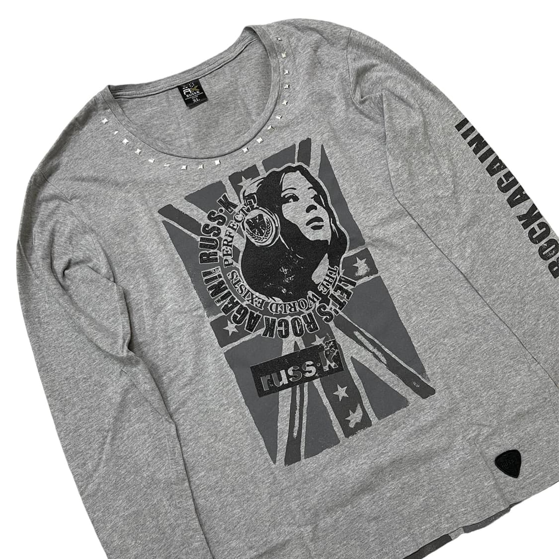 gray stud printing t-shirt 상품이미지2