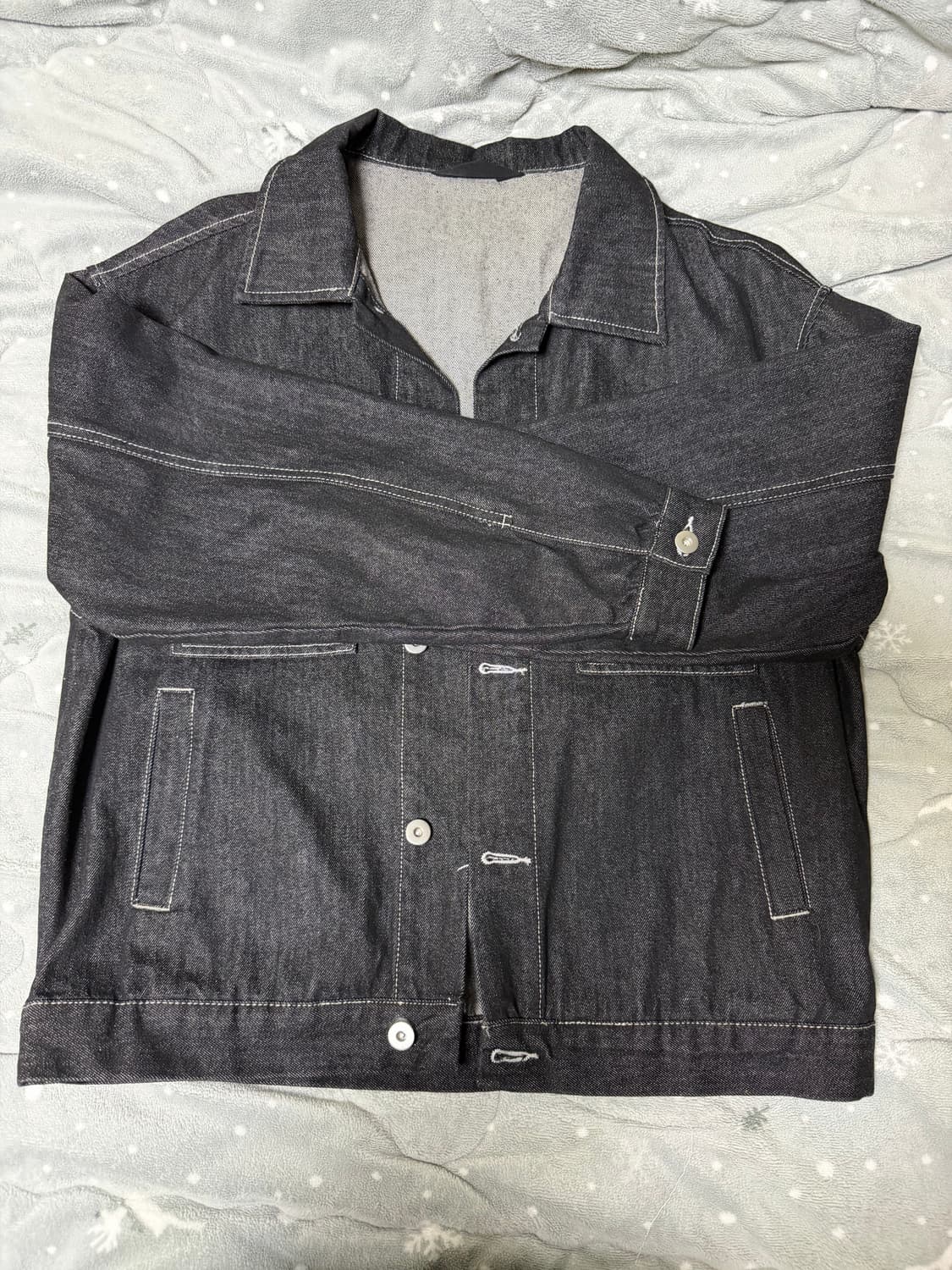 워싱 스티치 데님자켓(BLACK) 상품이미지6