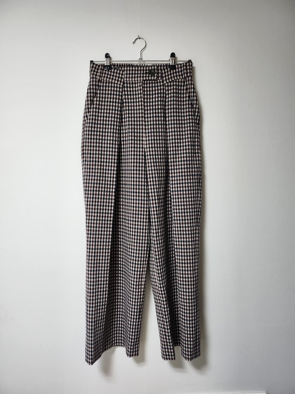 길트프리 울 체크 핀턱 멋진 바지 상품이미지1