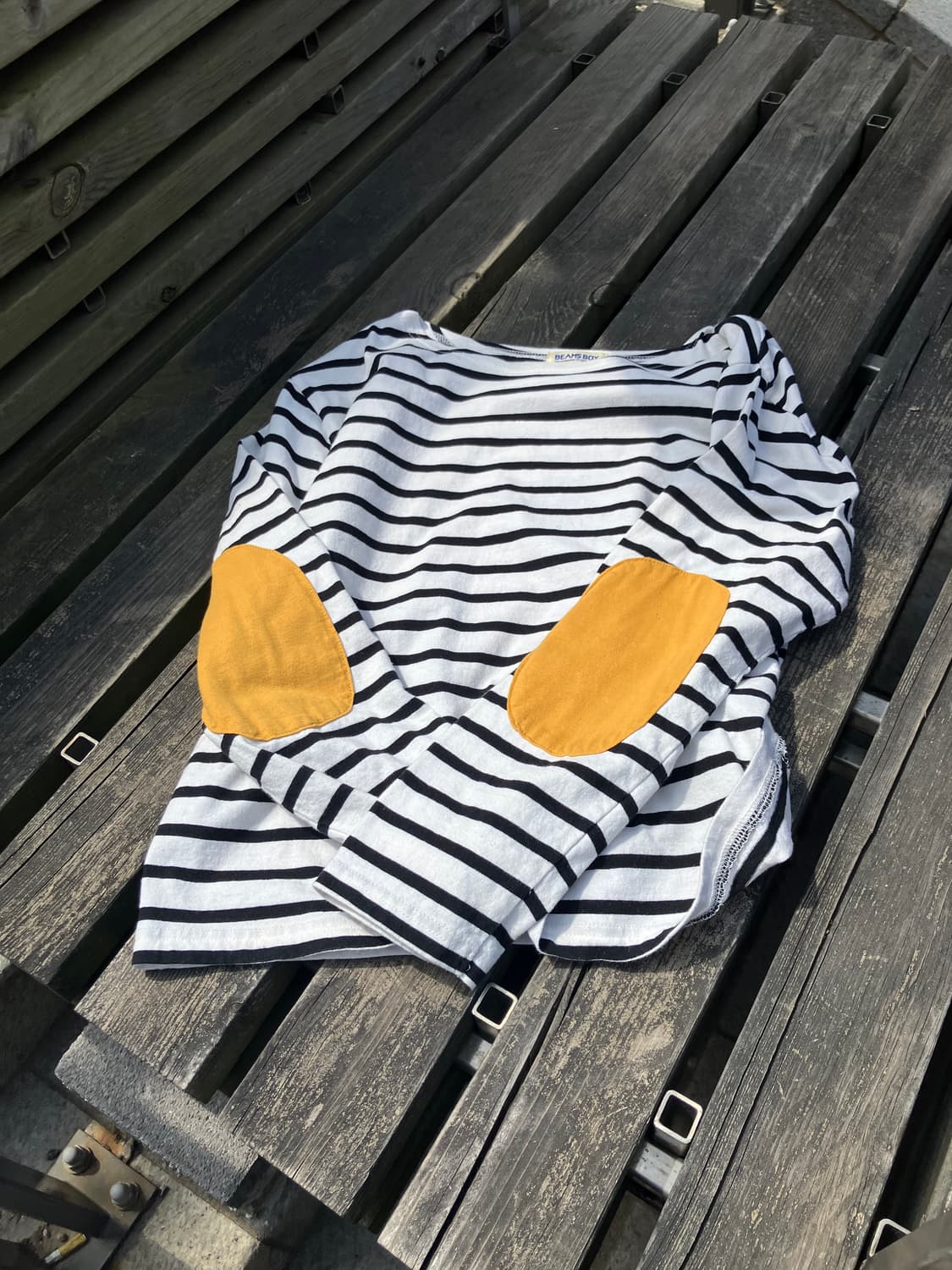 BEAMS BOY 옐로우 패치 스트라이프 긴팔 티셔츠 M 상품이미지2