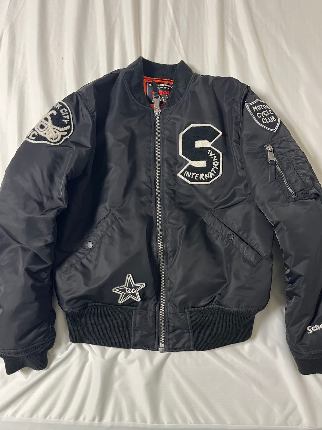 Schott 쇼트 패치워크 MA-1 플라이트 자켓 (S) 상품이미지1