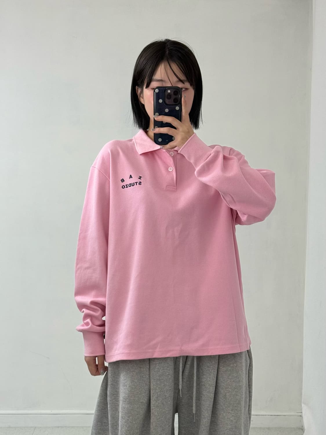 아이앱스튜디오 핑크 피케이 롱슬리브 상품이미지1