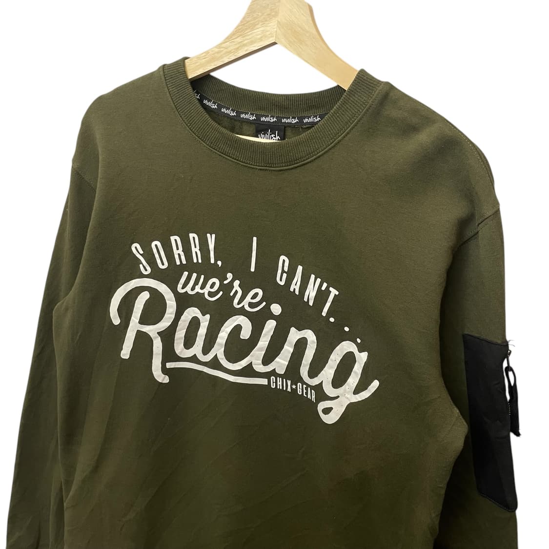 빈티지 카키 프린팅 기모 맨투맨 상품이미지3