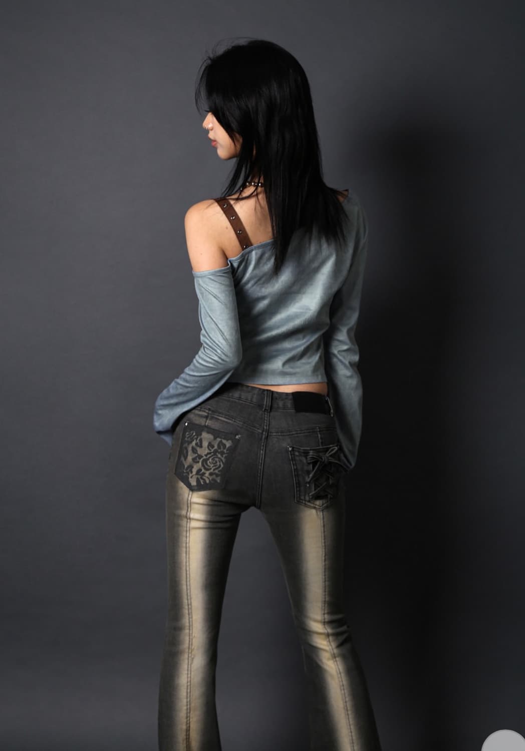 (새상품)달링유어배드 CORSET BOOTS CUT DENIM #DUST 상품이미지1