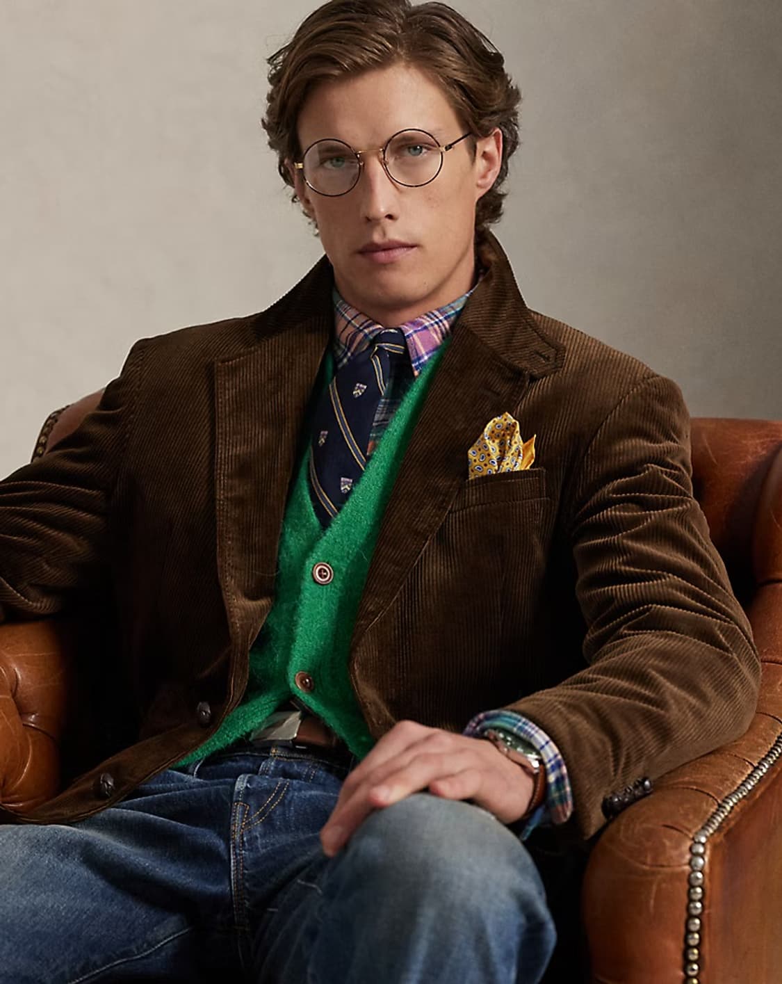 폴로 스웨이드 패치 울 캐시미어 가디건 다크네이비 상품이미지1