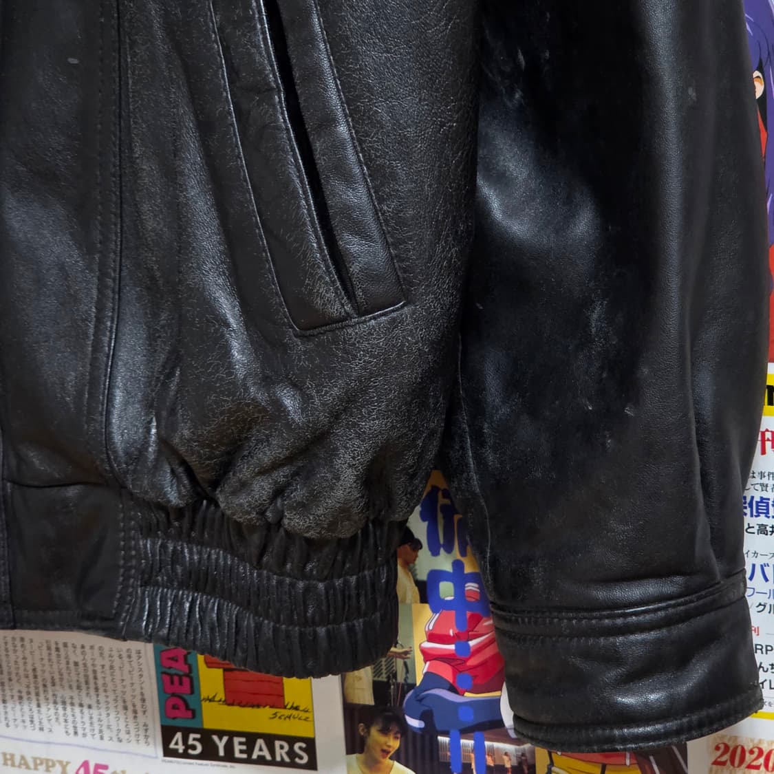 빈티지 양가죽 패디드 누빔 블랙 봄버 자켓 상품이미지4