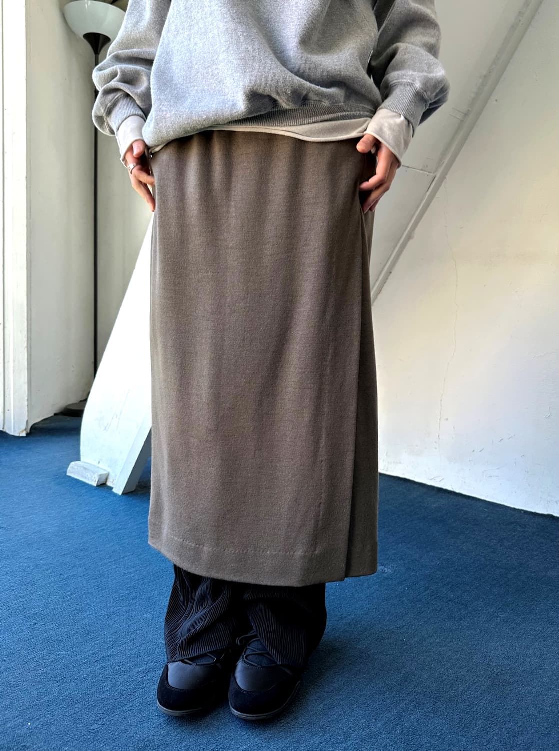 Moss knit slit design long skirt 상품이미지1