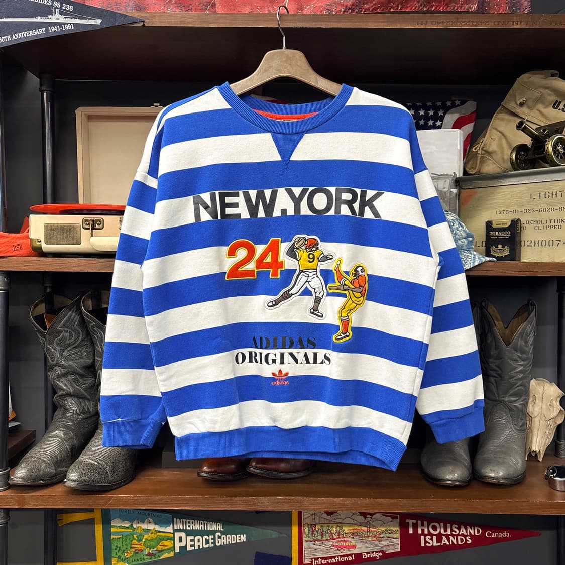 아디다스 오리지널스 아카이브 럭비패치 스트라이프 스웻셔츠 N1219 상품이미지1