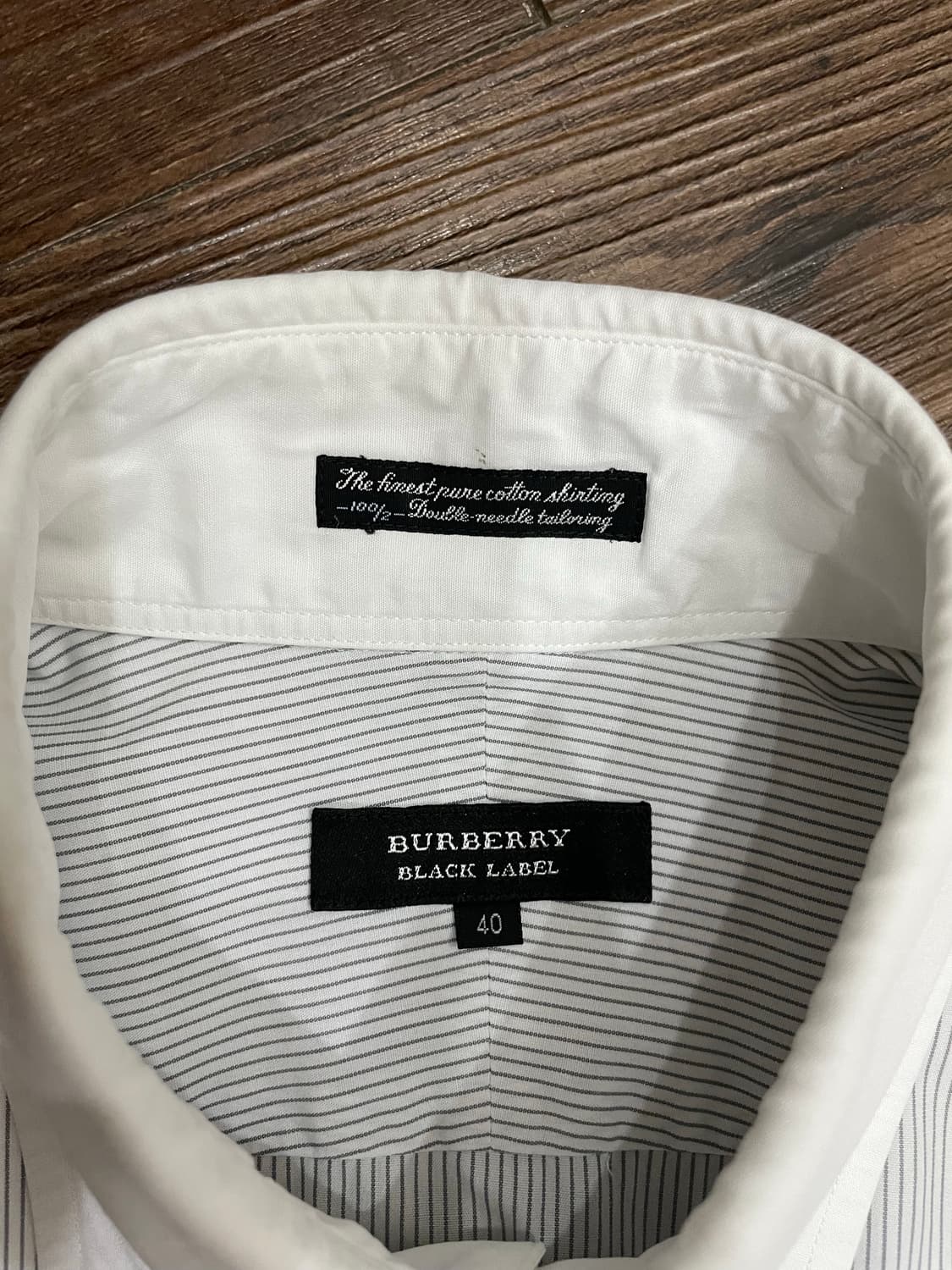 버버리 블랙라벨 자수 로고 스트라이프 셔츠 40 상품이미지7