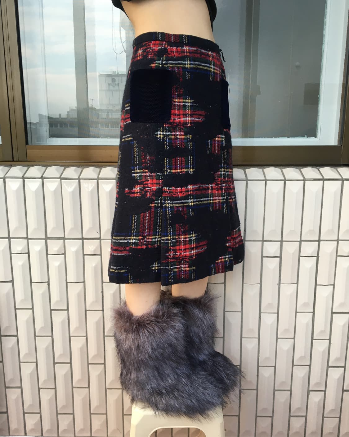 Woolen check pattern skirt 상품이미지6