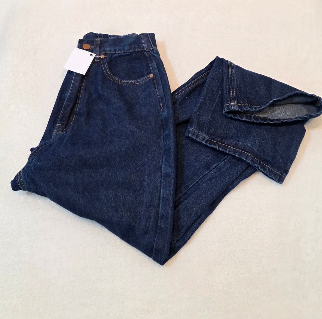 뒷 허리 밴딩 와이드 청바지 상품이미지3