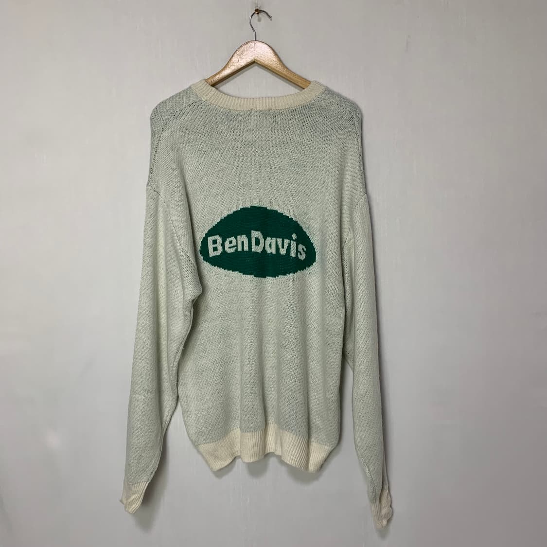 벤 데이비스 로고 니트 스웨터 빈티지 그린 M 남녀공용 상품이미지6