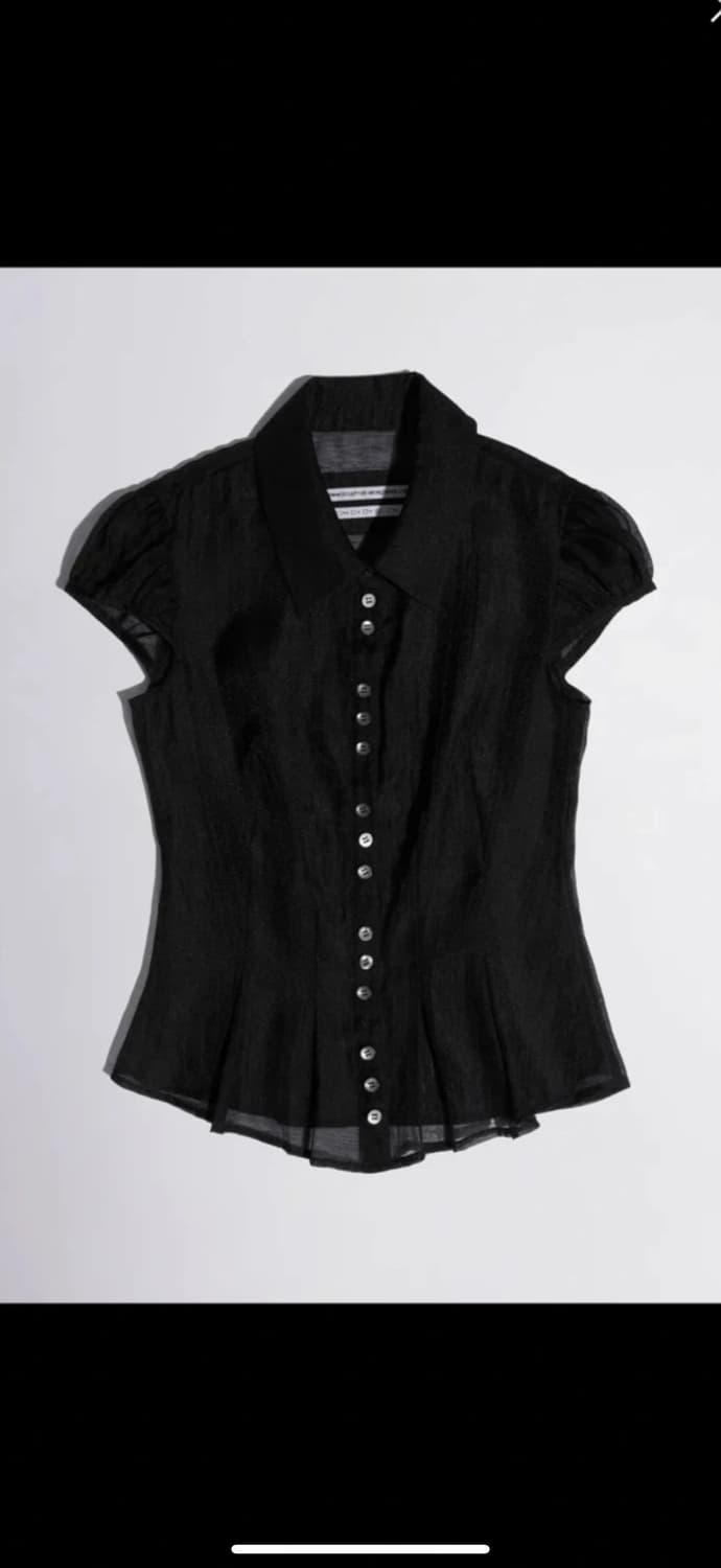 스컬프터 시어 플리츠 블라우스 블랙 L 상품이미지1