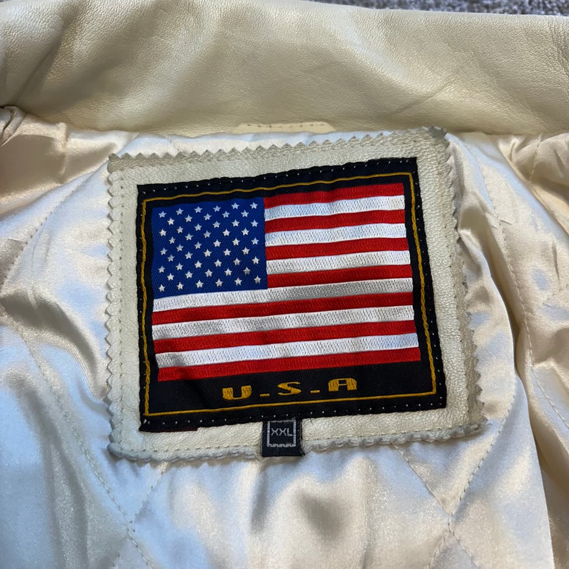 U.S.A 빈티지 크림 양가죽 봄버 항공점퍼2XL 상품이미지3