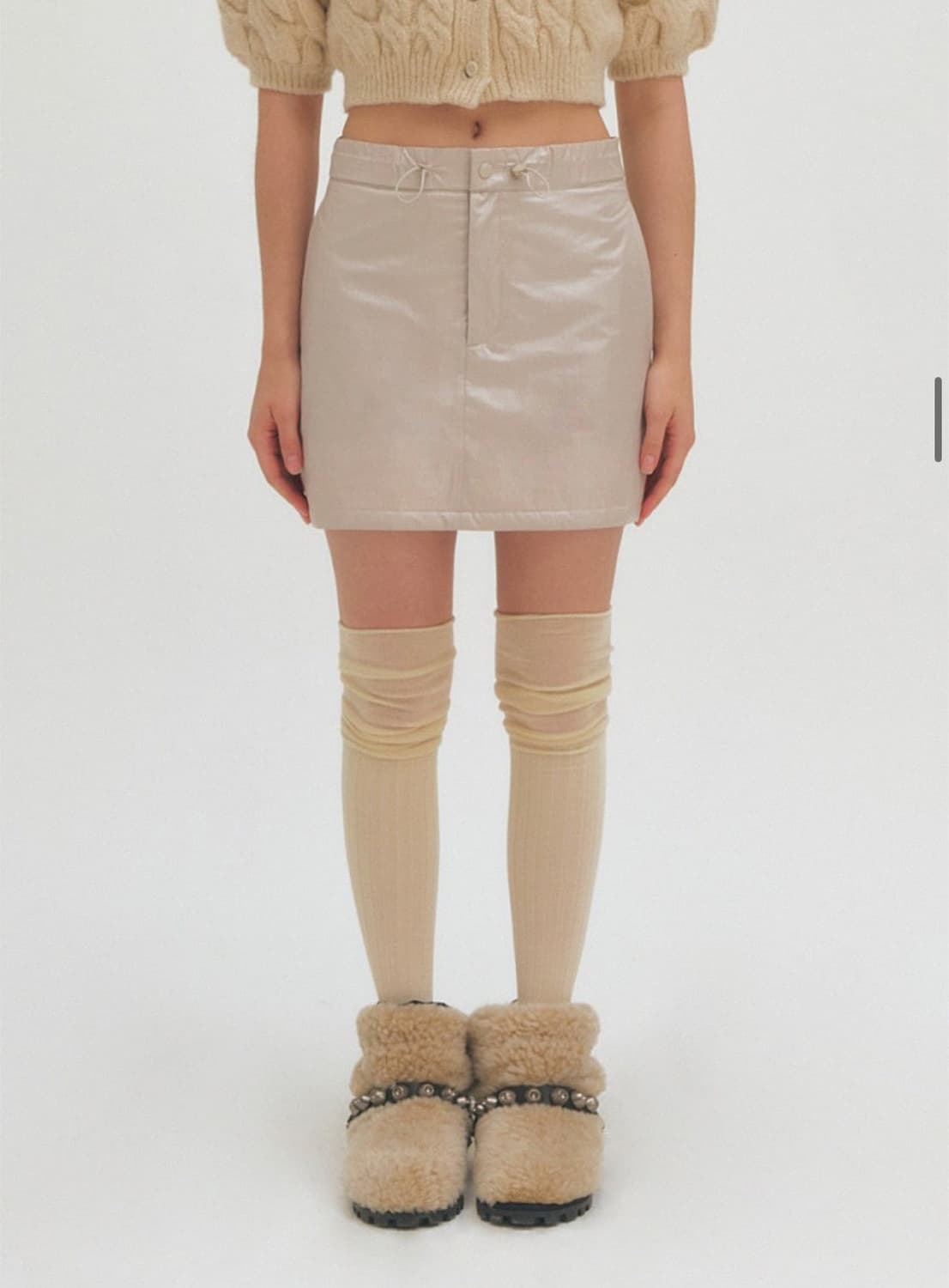 그로브 패딩 스커트 베이지 상품이미지3