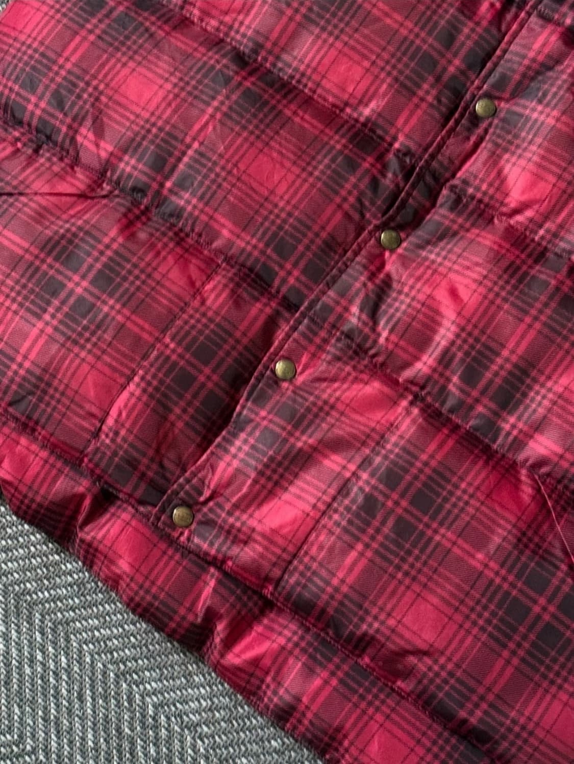 80s 엘엘빈 구스다운 타탄체크 경량 패딩조끼 XL (105-110) 상품이미지5