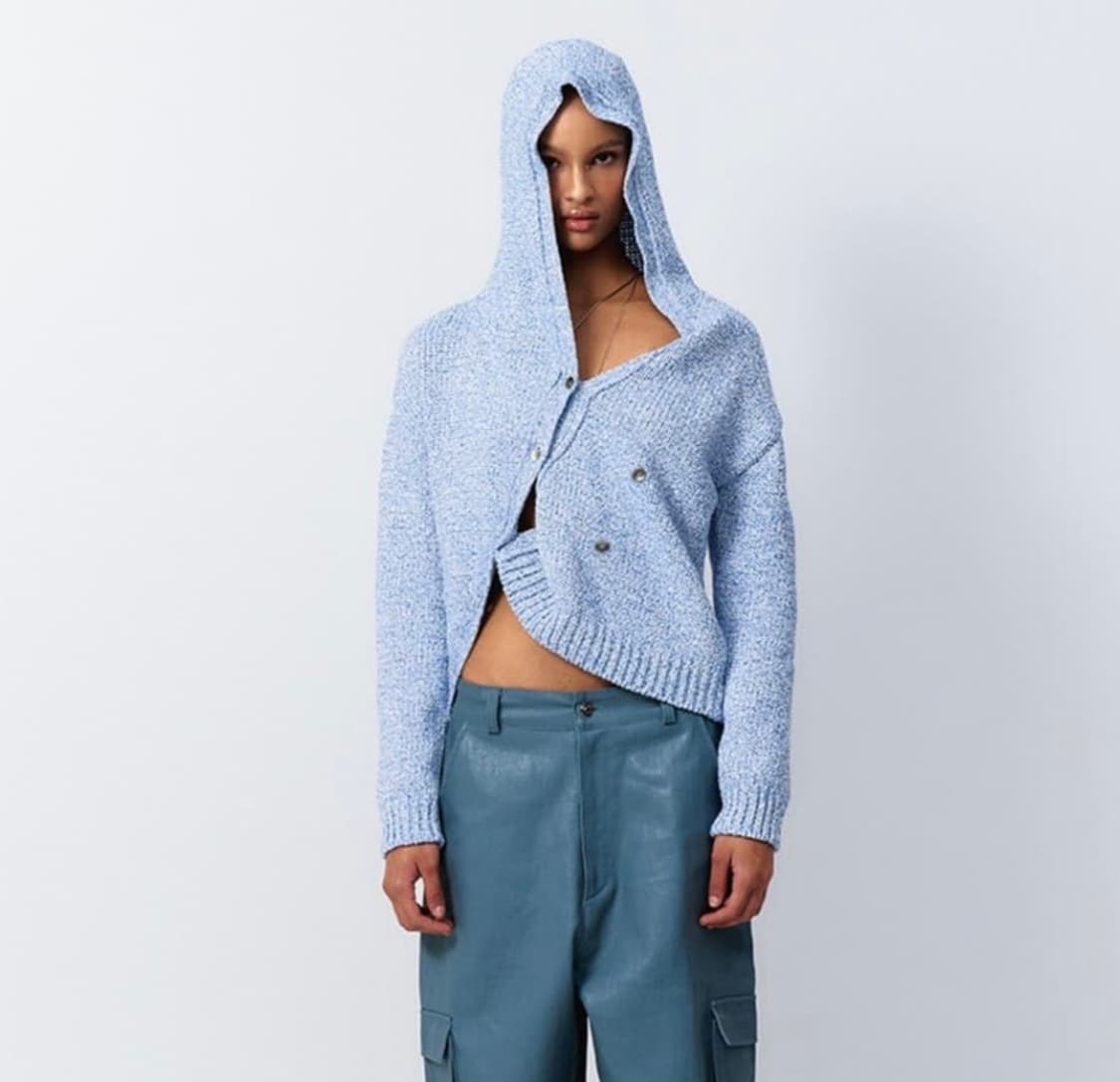 와이이이엘 Leey diagonal hooded cardigan blue 상품이미지3