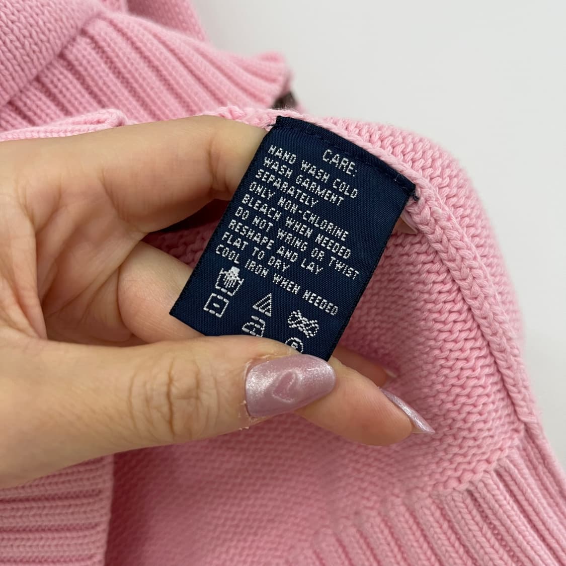 폴로 랄프로렌 하늘색 포니 딸기우유 니트 후드 집업 상품이미지7