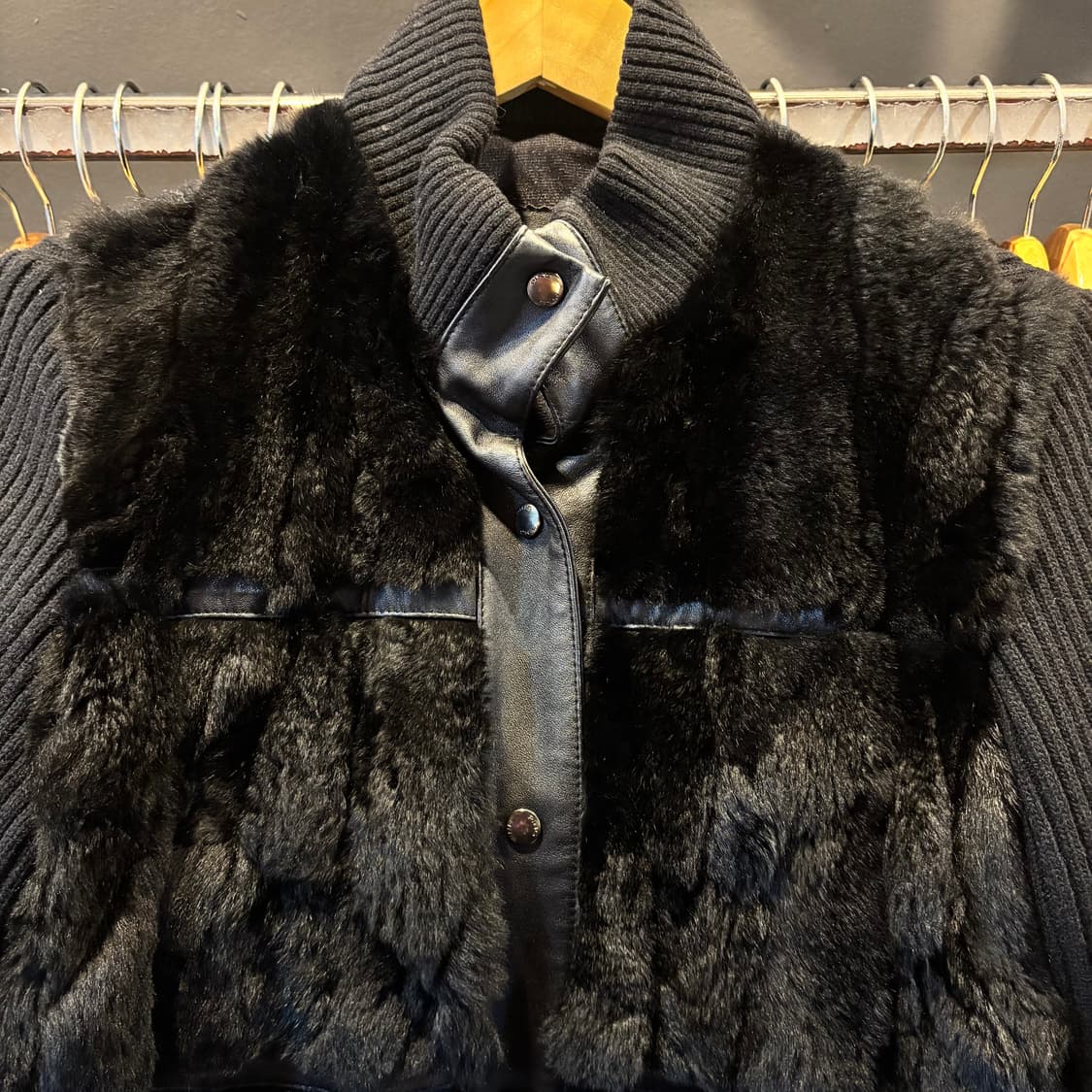 Y2K 빈티지 토끼털 포켓 니트집업 블랙 상품이미지2