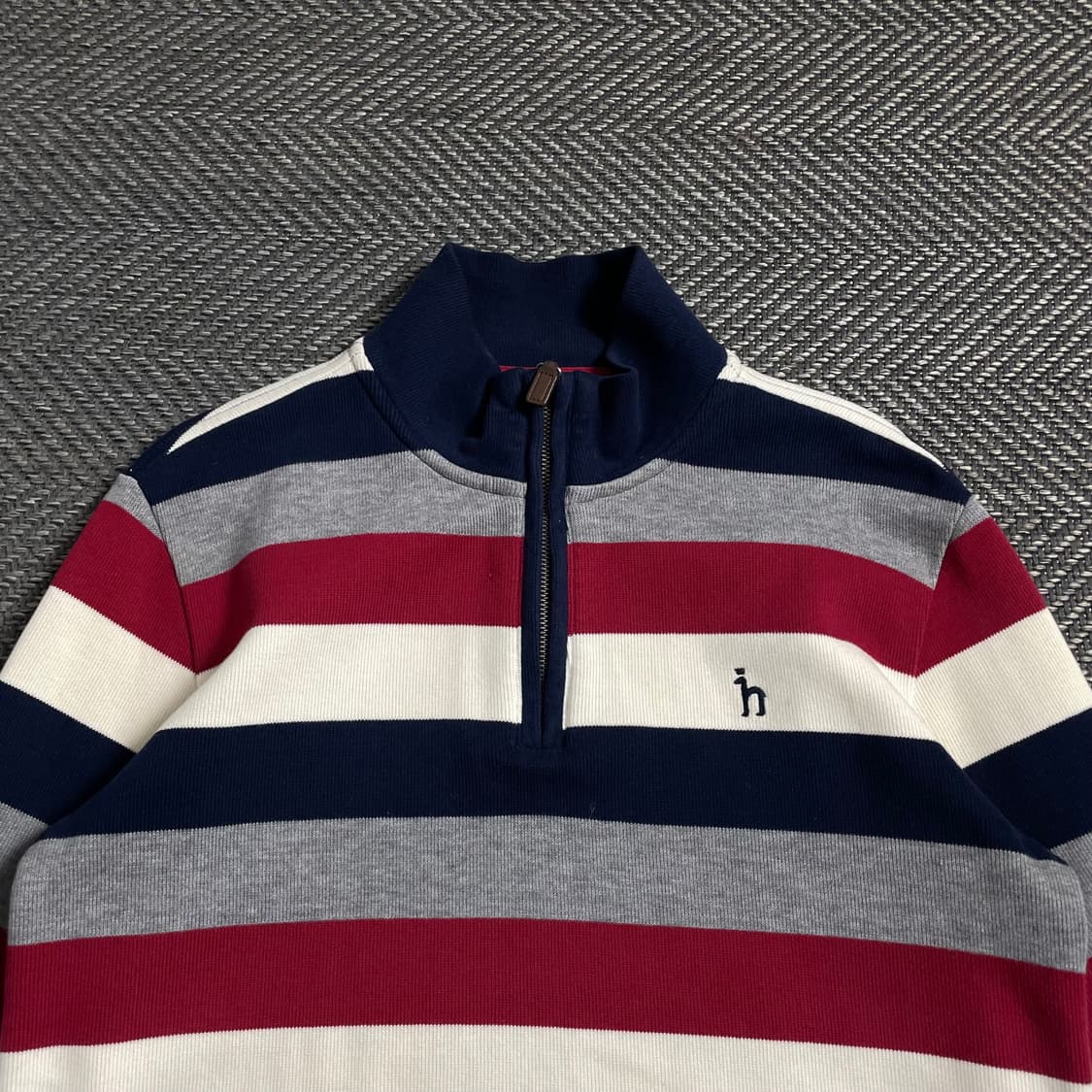 Hazzys 스트라이프 니트 카라 긴팔 반집업 티셔츠y 4730 상품이미지5