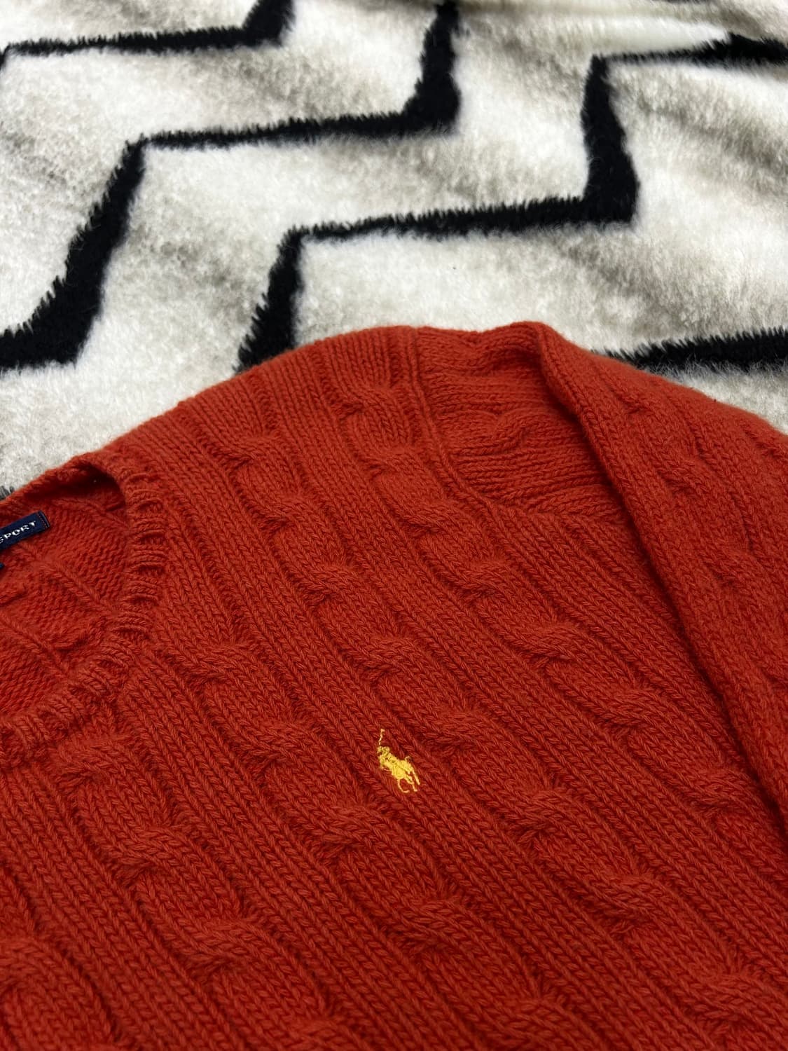 [M]폴로랄프로렌 90s 케이블 라운드 니트/오렌지 상품이미지1