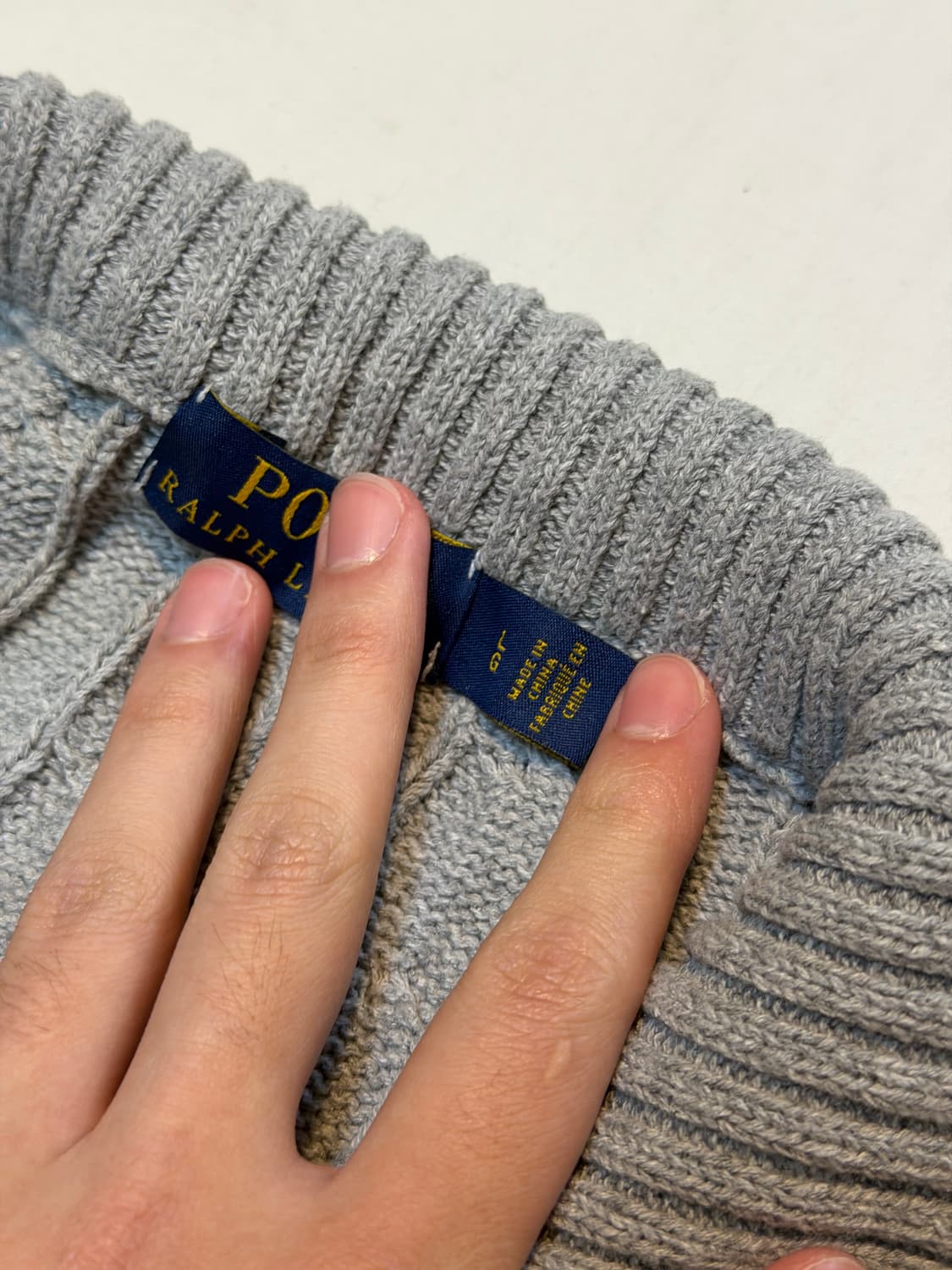 폴로 랄프로렌 반집업 꽈배기 케이블 니트 그레이 상품이미지3