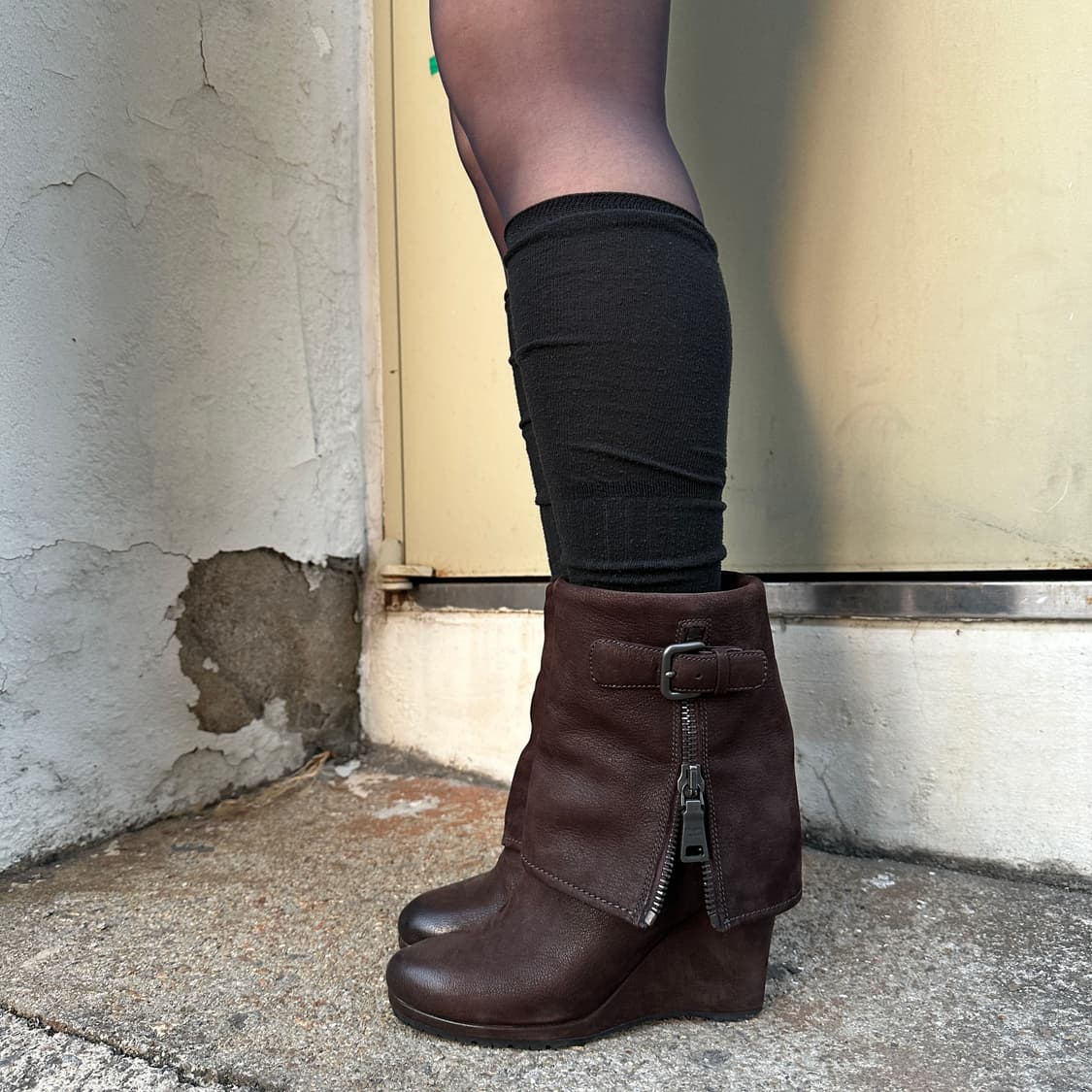 00s 프라다 디스트레스트 지퍼 커프 웨지 부츠 상품이미지7