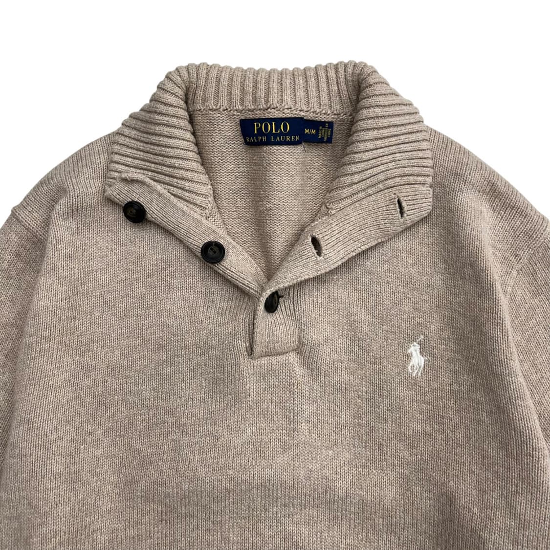 폴로 랄프로렌 화이트포니 베이지 버튼 니트 M 상품이미지5