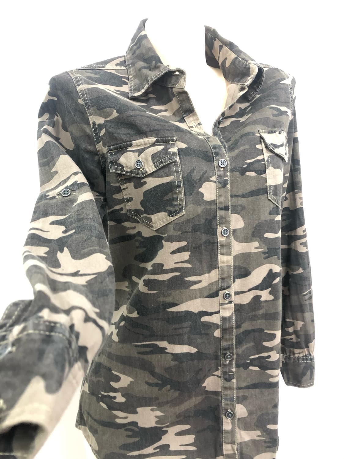 military pattern back lettering shirt  상품이미지3