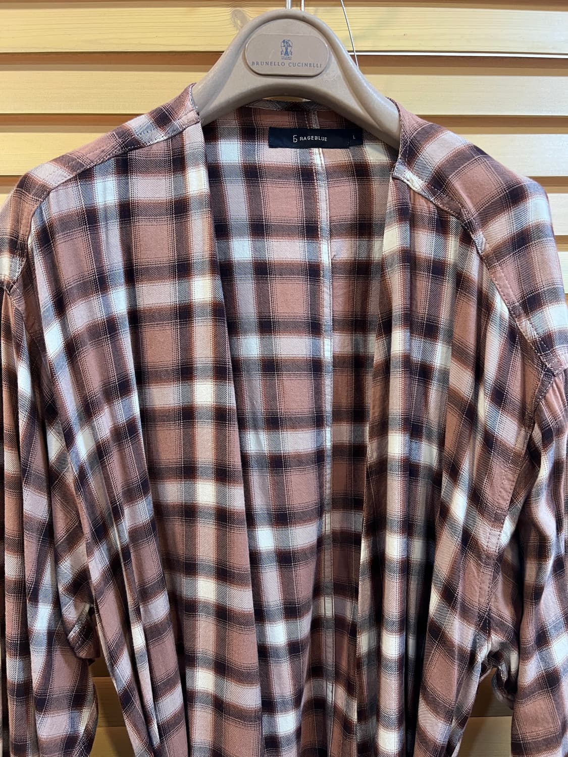 RAGEBLUE 일본수입 브라운체크 로브가디건 레이어드가운 상품이미지1