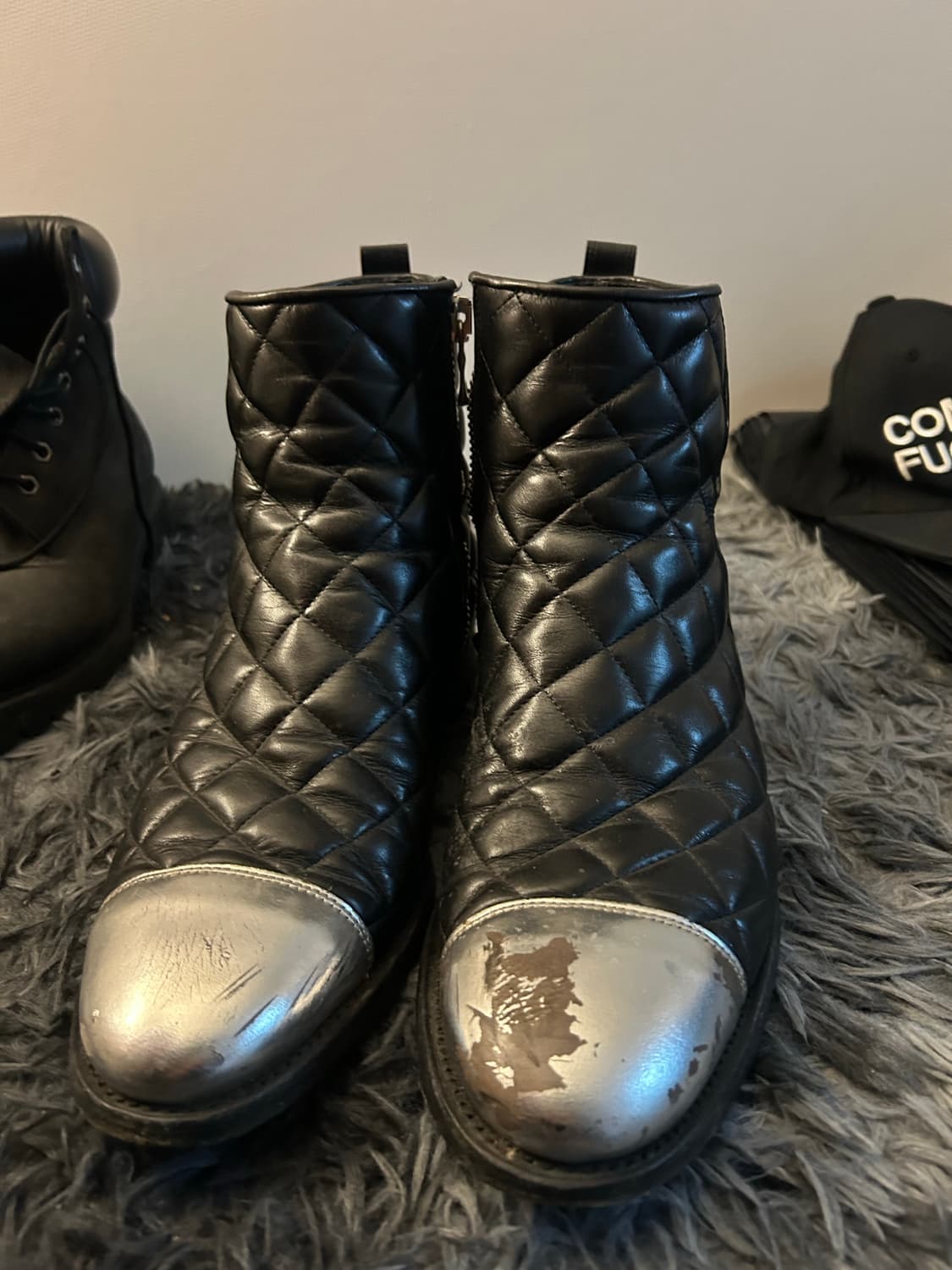 Balmain 2014ss 퀄팅 메탈 실버 부츠 상품이미지8