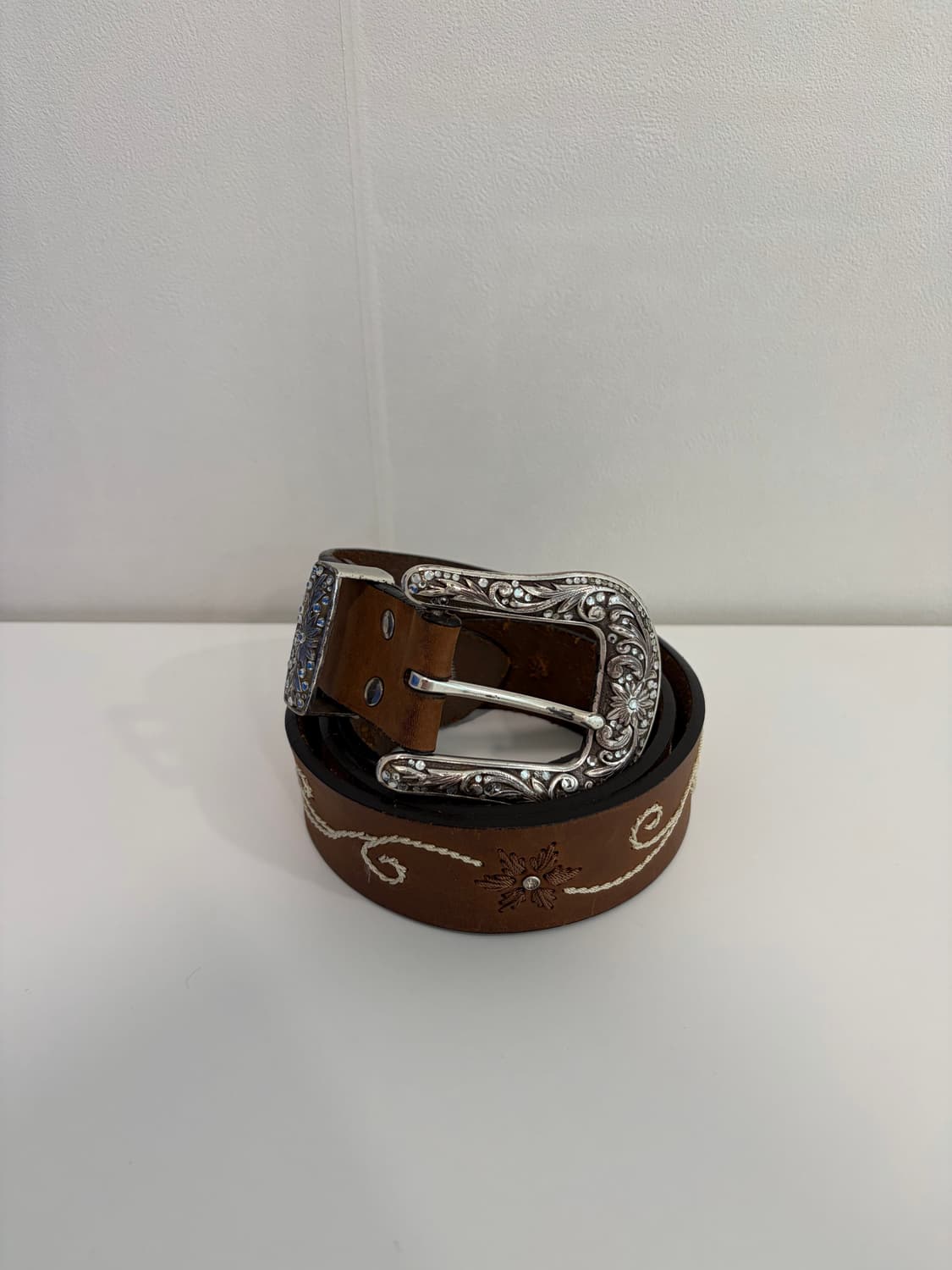 빈티지 노코나 Nocona 웨스턴 western 자수 가죽 벨트 ~38) 상품이미지1