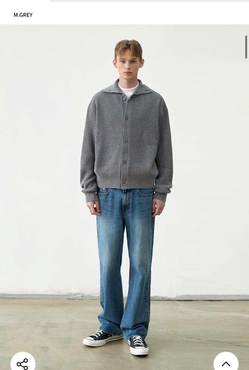 (새상품)(XL) 드로우핏 벌키 울 하이넥 니트 가디건 [M.GREY] 상품이미지3